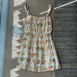 Abercrombie & Fitch Floral Mini Dress - Cream and Orange